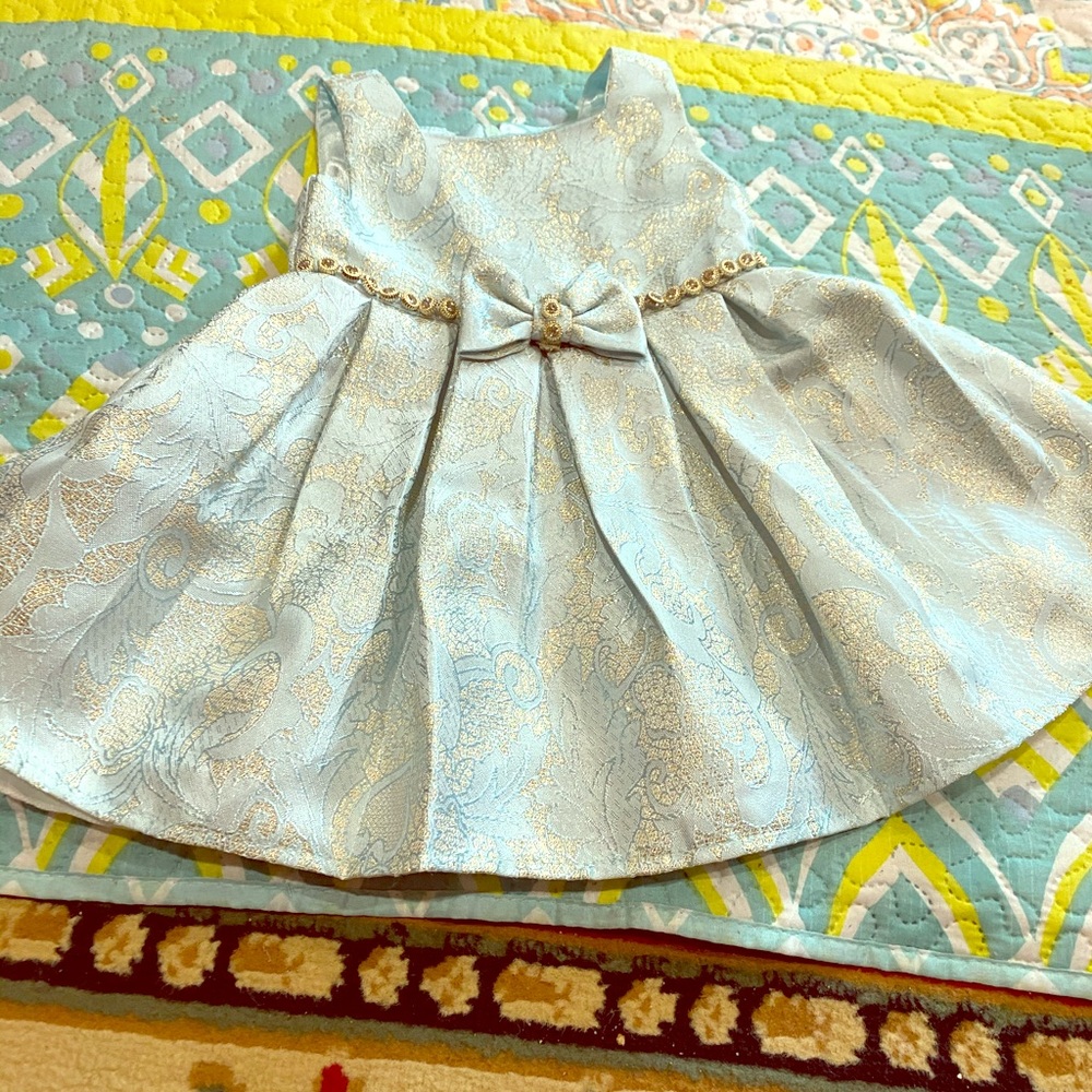 Formal light blue jacquard dress. Never worn
